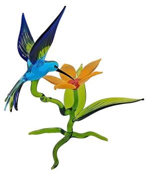 Blüte mit Kolibri, stehend / Blüte gelb